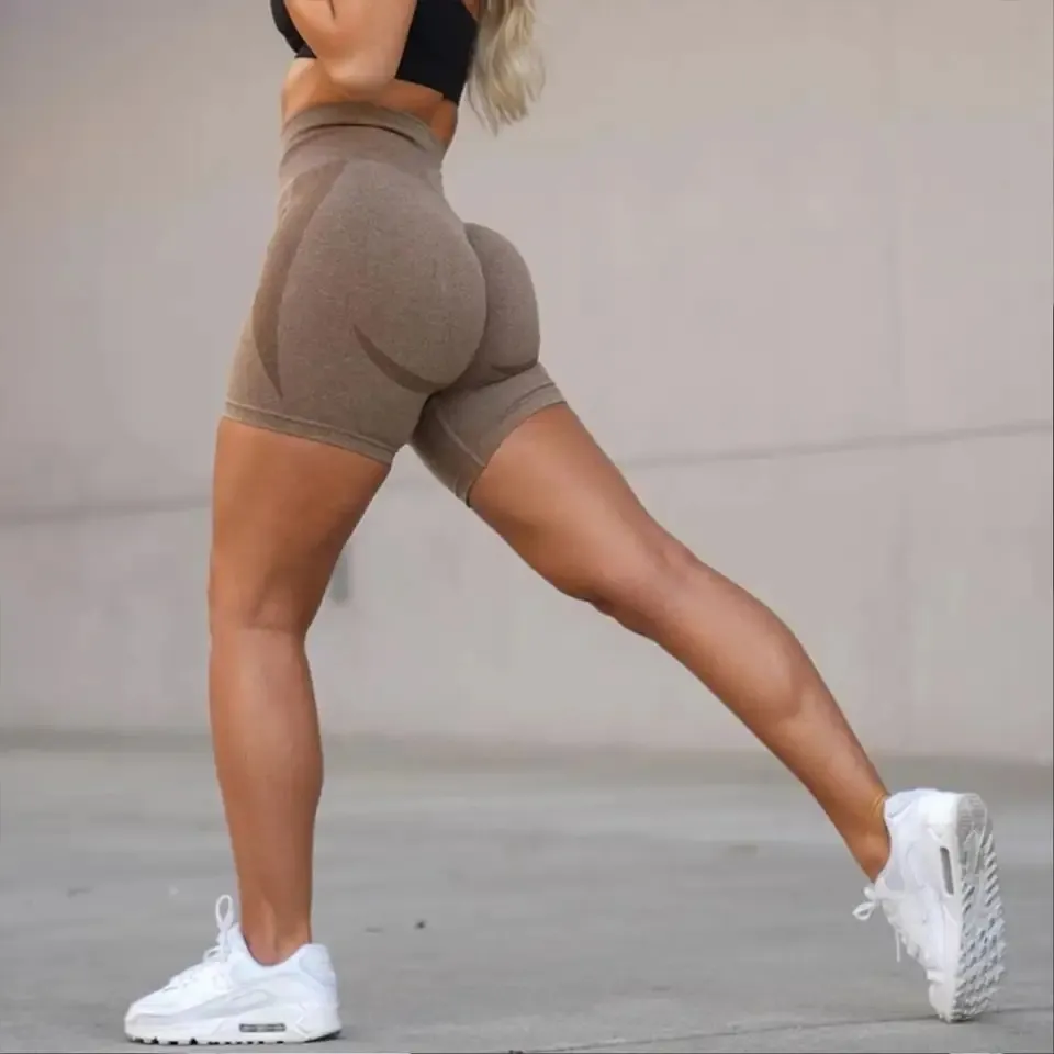 NVGTN celana pendek untuk wanita, legging pinggang tinggi elastis kompresi Fitness Nvgtn Alphalete Amplify mulus Zebra Yoga lari Gym