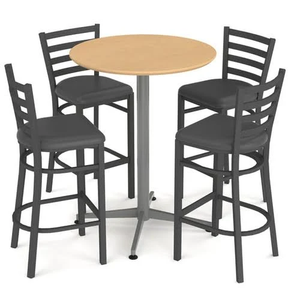 Juego de Mesa de Restaurante Moderno y Ecológico en Negro, Muebles de Comedor Metálicos, Asientos Comerciales para Cafetería, Mesa y Taburetes Duraderos de Cuero PU - Product Image 5