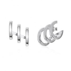 Dylam Simplicity Personalized Design S925 Silver Rhodium 18K Gold Plated C Shape Multiple Layer Geometric Women <b>Cuff</b> <b>Earrings</b> - Product Image 1