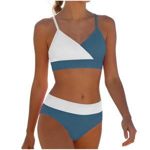 Nouveau maillot de bain bikini deux pièces patchwork pour fille, moulant, ajouré, dos nu, croisé, push-up, pour <span class=keywords><strong>la</strong></span> <span class=keywords><strong>plage</strong></span> - Product Image 3