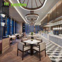 Hochwertige Hotel-Buffet-Restaurant-Möbel Modernes Massivholz Runder Esstisch Stuhl-Set für 4 Personen Fabrik Großhandel Maßanfertigung