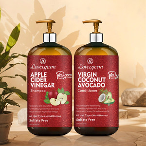 Shampooing et Après-Shampooing Bio en Gros OEM à la Biotine, Kératine, <span class=keywords><strong>Vinaigre</strong></span> de Cidre de Pomme, et Noix de Coco pour la Pousse des <span class=keywords><strong>Cheveux</strong></span> et Anti-Pelliculaire Sans Parabène ni Sulfate - Product Image 3