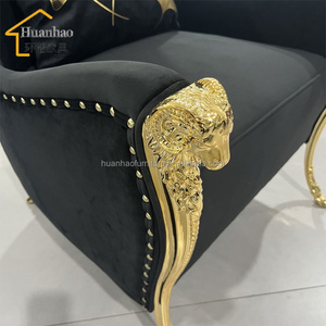 Fauteuil de luxe nordique pour salon, <span class=keywords><strong>chaise</strong></span> en métal au design italien unique, fauteuil d'appoint en velours à <span class=keywords><strong>dossier</strong></span> <span class=keywords><strong>haut</strong></span> - Product Image 6