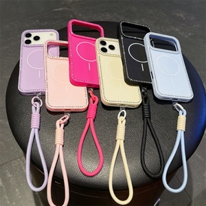 เคสโทรศัพท์มือถือแบบแม่เหล็กสีพื้นประดับเพชรหรูหราสำหรับผู้หญิง รุ่น iPhone 17 Air 16 15 14 13 12 11 Pro Max - Product Image 1