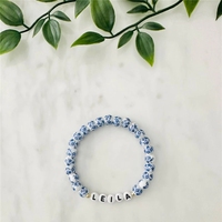Pulsera de Cerámica Chapada en Oro con Diseño Único Hecho a Mano para Mujer, con Cuentas, Letras y Patrón Geométrico, Piedra Principal, Regalos