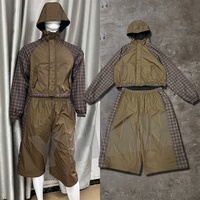 Ensemble de survêtement personnalisé pour homme : veste coupe-vent softshell en nylon et polyester à carreaux et short de jogging long