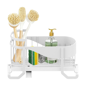Évier de cuisine noir Caddy <span class=keywords><strong>porte</strong></span>-éponge produits <span class=keywords><strong>porte</strong></span>-éponge en acier inoxydable <span class=keywords><strong>sous</strong></span> évier support de rangement organisateur pour évier de cuisine - Product Image 3