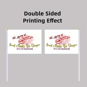 Drapeau personnalisé, mini-drapeaux portables à agiter à la main avec mât en bois, simple face, Bagetu - Product Image 3