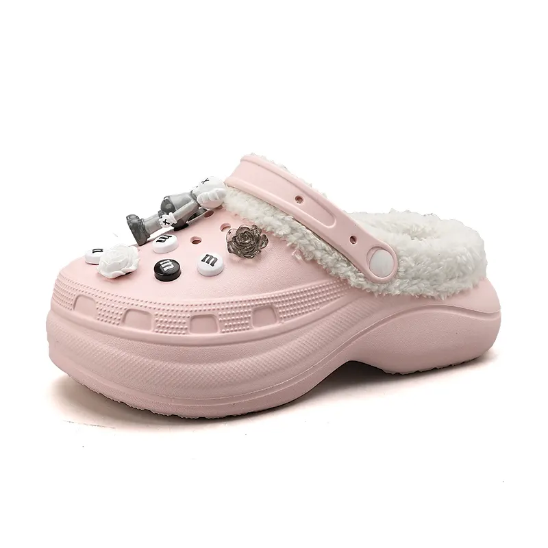 Pantofole in cotone da donna calde 2021 sandali con tacchi alti autunno e inverno calore scarpe da giardino classiche alla moda