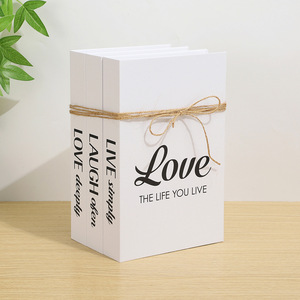 Rustikales Dreiteiliges Set im Einfachen Stil, Rechteckige Bücher-Deko aus Weißem Hanfseil, Buch-Simulation aus Holz für Landhaus-Kaffee - Product Image 2