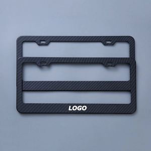Premium Carbon Fiber Pattern Aluminum <b>License</b> Plate <b>Frame</b> Black Metal Car Tag Holder Anti-Theft for Promotion Gifts - Product Image 1