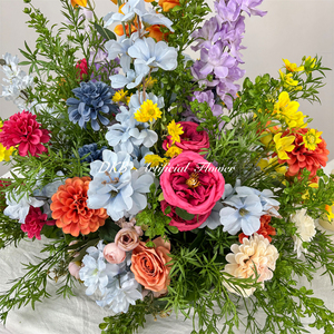Flores modernas hechas a mano para el pasillo de boda, decoración colorida para el fondo del pasillo en el jardín al aire libre. - Product Image 4