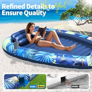 Cama Flotante Doble Inflable con Estampado <span class=keywords><strong>Tropical</strong></span>, Tumbona Flotante con Portavasos y Respaldo para <span class=keywords><strong>Piscina</strong></span> Js-102 - Product Image 2