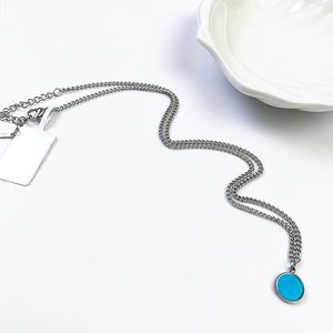 สร้อยคอเครื่องประดับเหล็กไทเทเนียมแผ่นโลหะเทอร์ควอยซ์ทรงกลมดีไซน์ใหม่ขนาด10มม. - Product Image 1