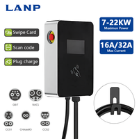 Nouvelle borne de recharge murale pour véhicules électriques 7kW 11kW 22kW, station de charge AC, norme européenne OCPP1.6 Type 2 avec câble de 5m, borne de recharge