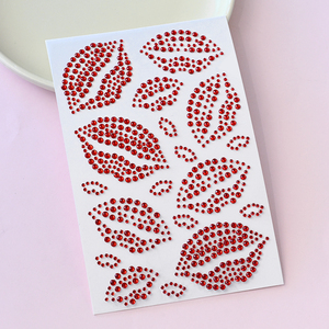 3D <span class=keywords><strong>labios</strong></span> rojos <span class=keywords><strong>tatuaje</strong></span> temporal pegatinas belleza perlas Rojas joyas <span class=keywords><strong>beso</strong></span> decoraciones para festivales y fiestas diamante arte corporal - Product Image 5