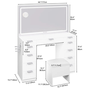 Coiffeuse moderne en bois blanc en MDF Coiffeuse Moderne à éclairage LED Cajonera Tocadores <span class=keywords><strong>Commode</strong></span> Chambre - Product Image 3
