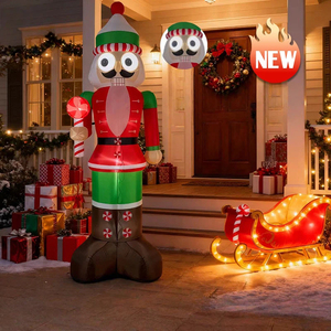 Décorations gonflables de Noël animées <span class=keywords><strong>Casse</strong></span>-noix de <span class=keywords><strong>soldat</strong></span> en plein air globes oculaires rotatifs lumières LED intégrées pour la cour - Product Image 1