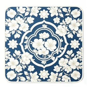 Tapis de Mahjong sur mesure de luxe, motif Lotus Blanc Chinoiserie, Mary Benson Miss Oh <span class=keywords><strong>My</strong></span> Floral Blue, imperméable, en néoprène américain - Product Image 3