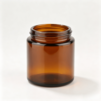 Pot en verre ambré vide de 100g pour cosmétiques et soins de la peau, à large ouverture, pour crème visage et beurre corporel