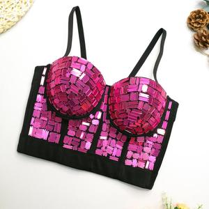 Top bustier <span class=keywords><strong>court</strong></span> en verre à sequins, style corset sexy <span class=keywords><strong>pour</strong></span> la danse et la scène - Product Image 3