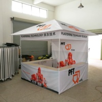 Tente publicitaire personnalisable Dtent, kiosque événementiel pop-up facile à monter, tente de salon professionnel, plateforme noire pour tente dôme
