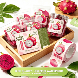Etiquetas personalizadas impresas para rollos de bolsas de alimentos, pegatinas de papel estucado con gráficos de frutas naturales para la personalización de bolsas de snacks con cierre vertical. - Product Image 1
