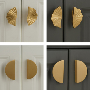 Furniture Hardware Solid Brass Half Moon Handle Cabinet Kitchen Drawer <strong>Door</strong> Pulls <strong>Knob</strong> - Product Image 6