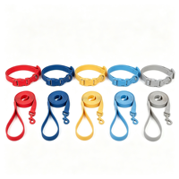 Ensemble collier et laisse pour chien en PVC enduit de couleur macaron, écologique, avec boucle à dégagement rapide, corde de promenade pour animaux de compagnie douce et confortable