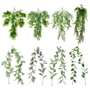 Scarecrow Artificial Greenery Hanging Palm <b>Leaves</b> Persian Fern Vines <b>Wall</b> Mounted Indoor Outdoor <b>Decor</b> Hotel Restaurant - Product Image 1