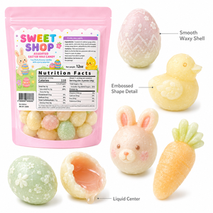 Wholesale Assorted <strong>Easter</strong> Egg Bunny Shape Liquid Jam Filled Wax Candy 12oz Bagged Fruity Chewable Wax Bottle <strong>Sweets</strong> - Product Image 5