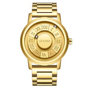นาฬิกาควอตซ์แฟชั่นผู้ชาย DOM 1345 รุ่น Gold ดีไซน์ลูกเหล็กแม่เหล็กหมุนได้ กันน้ำ สำหรับผู้ชาย - Product Image 6