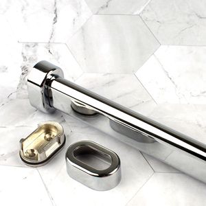 Support mural ovale pour tringle à vêtements Leslie en alliage de zinc chromé, quincaillerie de penderie YT-1510 - Product Image 5