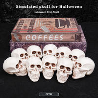 Petit sac en filet avec décorations de têtes de mort, ornement suspendu d'Halloween, accessoire effrayant pour la mise en scène de maisons hantées et de salles d'évasion