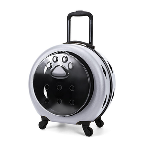 À la mode Portable Oxford Pet Trolley Case Sac À Dos Respirant Solide Motif Espace Capsule Conception Transparent Bagages Zipper - Product Image 5