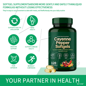 Goede prijs op maat gemaakte Cayenne peper softgel capsules, supplement voor de spijsvertering, metabolisme en immuunvermogen voor volwassenen - Product Image 3