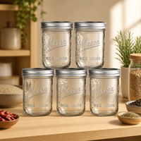 Pot en verre rond de 150 ml avec couvercle à vis en métal, transparent, pour le stockage alimentaire, la mise en conserve, la mise en conserve de cornichons, la préservation