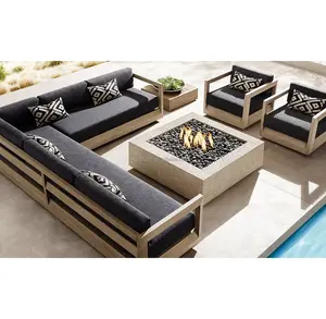 Hot Sale Outdoor Furniture Sofa Teak Furniture Angular In Form Sofa Enduring Premium Teak Garden Sofa Set