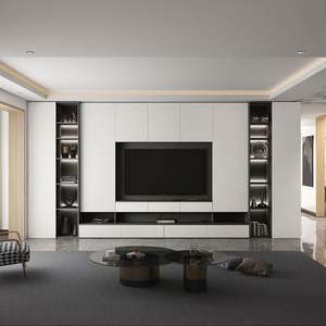 Meuble TV mural moderne en bois grainé de luxe avec garantie de 5 ans - Product Image 1