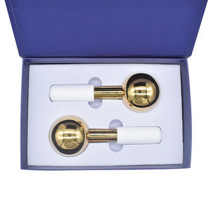 ステンレススチールゴールドカラーフェイスネックボディアイコールドマッサージャー360回転アイスグローブフェイシャルローラー - Product Image 6