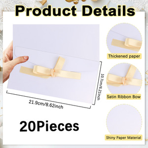 Bow <strong>Envelope</strong> Thickened Pearl Paper Ribbon Greeting Card Letter Making Creative Invitation,White,20 Piece/Set - Product Image 5
