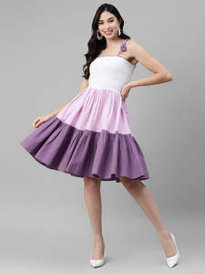 Women's Solid Cotton A-Line Knee-Length Autumn Dress Festive Fancy Casual Trending Stylish <b>Long</b> One Piece Western - Product Image 3
