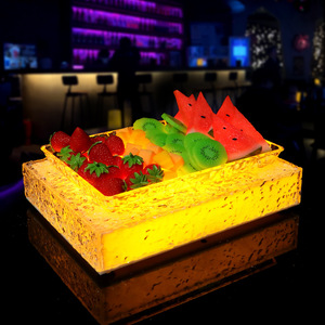 Plateau à fruits en acrylique lumineux, design rectangulaire à motif de glace, pour fêtes, bars, KTV, discothèques - Product Image 2