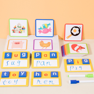 Cube de 52 mots en bois avec stylo pour enfant, jeu cognitif coloré et amusant, <span class=keywords><strong>alphabet</strong></span> 2 faces, jeu de cartes avec stylo, CPC CE - Product Image 4