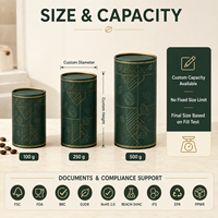 Emballage en tube de papier kraft personnalisé OEM, sans taille fixe, en aluminium alimentaire, pour café, thé, cadeau, écologique