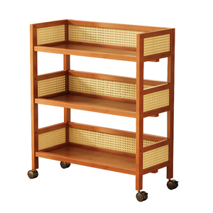 Carrito <span class=keywords><strong>de</strong></span> Ruedas Antiguo Portátil con Múltiples Niveles para Guardar Refrigerios, Artículos Diversos, Libros y Otras <span class=keywords><strong>Cosas</strong></span> Junto al Sofá - Product Image 1