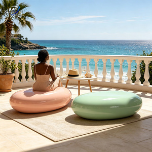Banco Moderno de Fibra de Vidrio con Diseño de Guijarros, Silla de Espera para Exteriores, Asiento Escultural Resistente para Jardín, Patio, Parque, Centro Comercial - Product Image 6