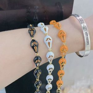 Conjuntos de collar de pulsera de cadena de eslabones de encanto de Halloween Esmalte chapado en oro de 18K con máscara de fantasma de grito Goblin para bodas - Product Image 6