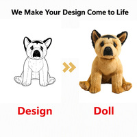 Peluche réaliste de Berger Allemand moelleux, jouet chien assis pour décoration de table à la maison, cadeau d'anniversaire, logo personnalisé disponible en gros