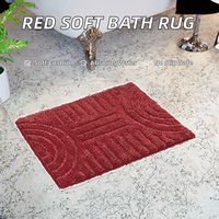 Tapis de bain rouges SHACOS 16x24 pouces, extra doux, absorbants, en microfibre, rembourrés, fabriqués à la machine, antidérapants, lavables, tapis de bain shaggy
